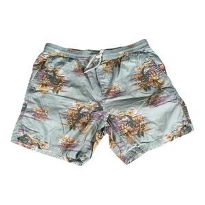 Cotton On Men’s Beach Shorts Large Hawaiian Print Elastic Waist Drawstring Swim